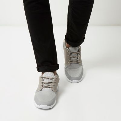 Grey flecked lace trainers